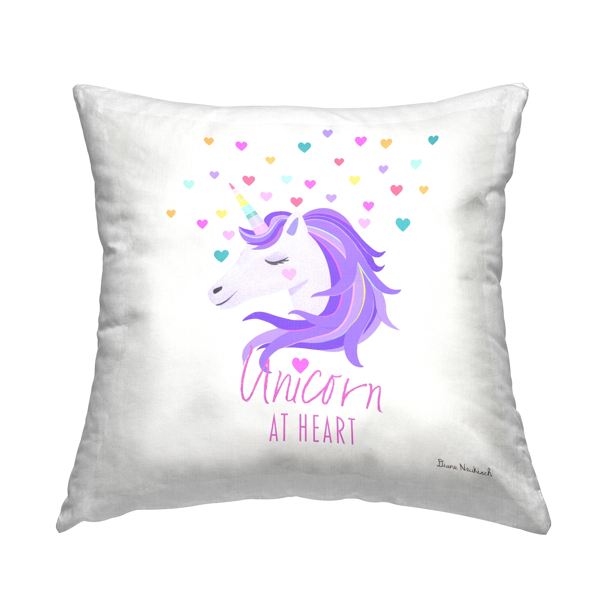 Stupell Industries Unicorn At Heart Phrase Square Decorative Printed Throw Pillow, 18 x 18