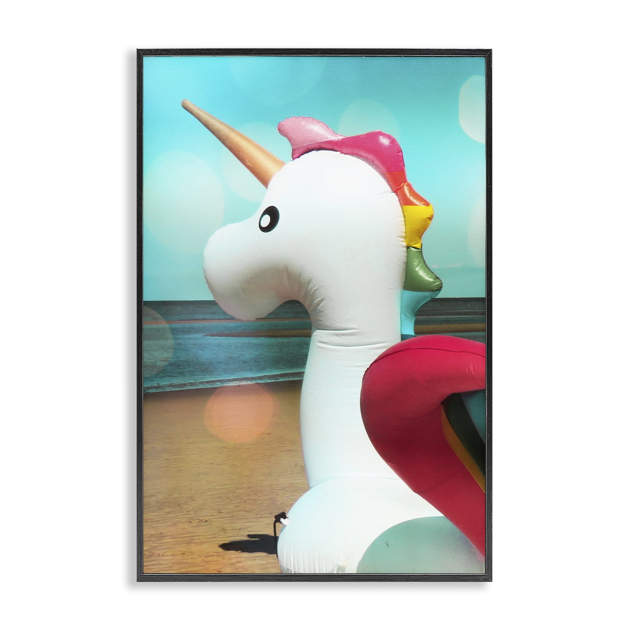 Stupell Industries Unicorn Basking in Bokeh Fantasy & Sci-Fi Painting Black Framed Art Print Wall Art, 16 x 24