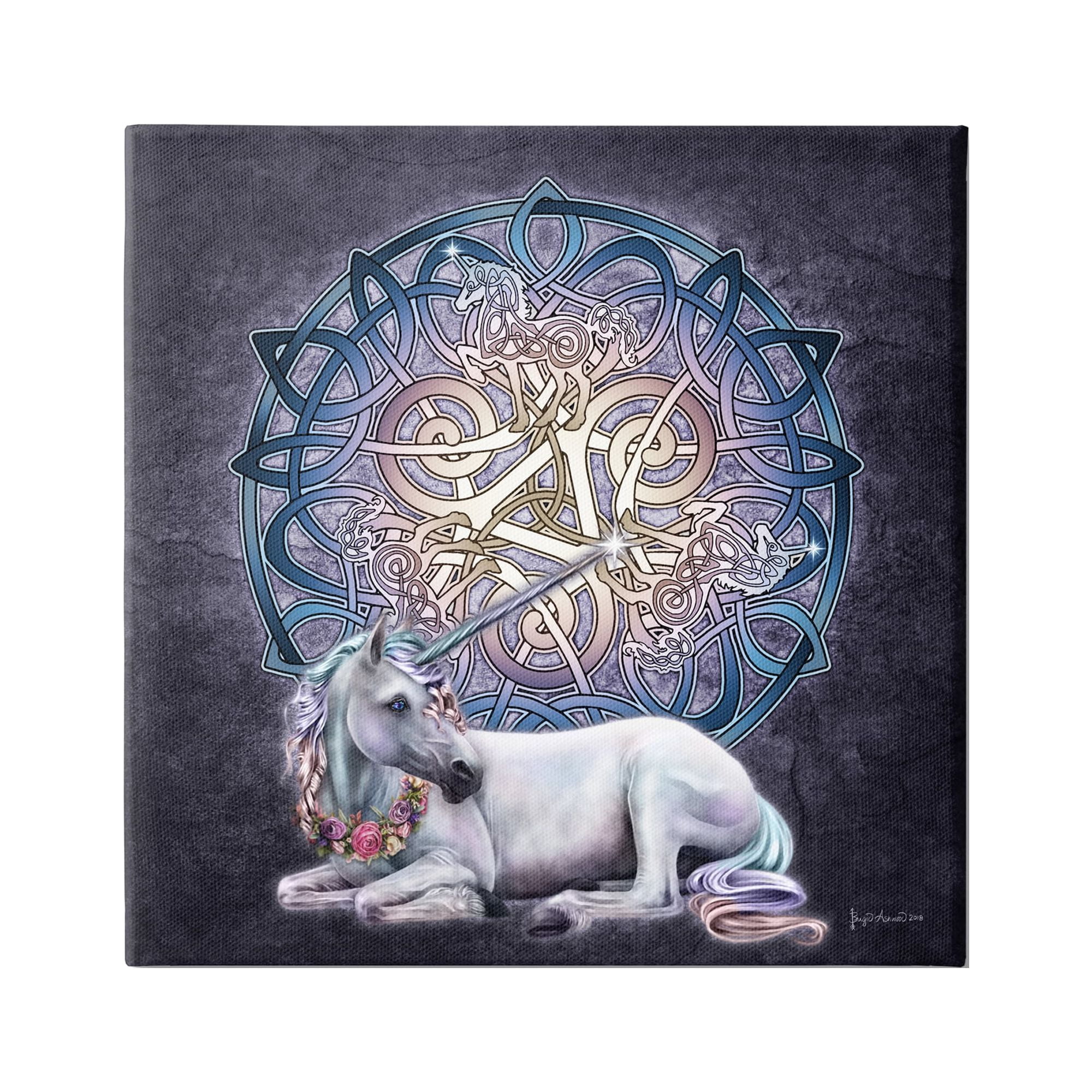 Stupell Industries Unicorn Celtic Pattern Fairy Tales & Fantasy Painting Gallery Wrapped Canvas Art Print Wall Art, 30 x 30