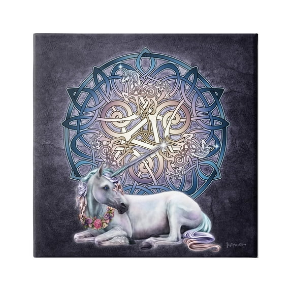 Stupell Industries Unicorn Celtic Pattern Fairy Tales & Fantasy Painting Gallery Wrapped Canvas Art Print Wall Art, 36 x 36