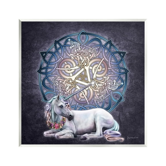 Stupell Industries Unicorn Celtic Pattern Fairy Tales & Fantasy Painting Unframed Art Print Wall Art, 12 x 12