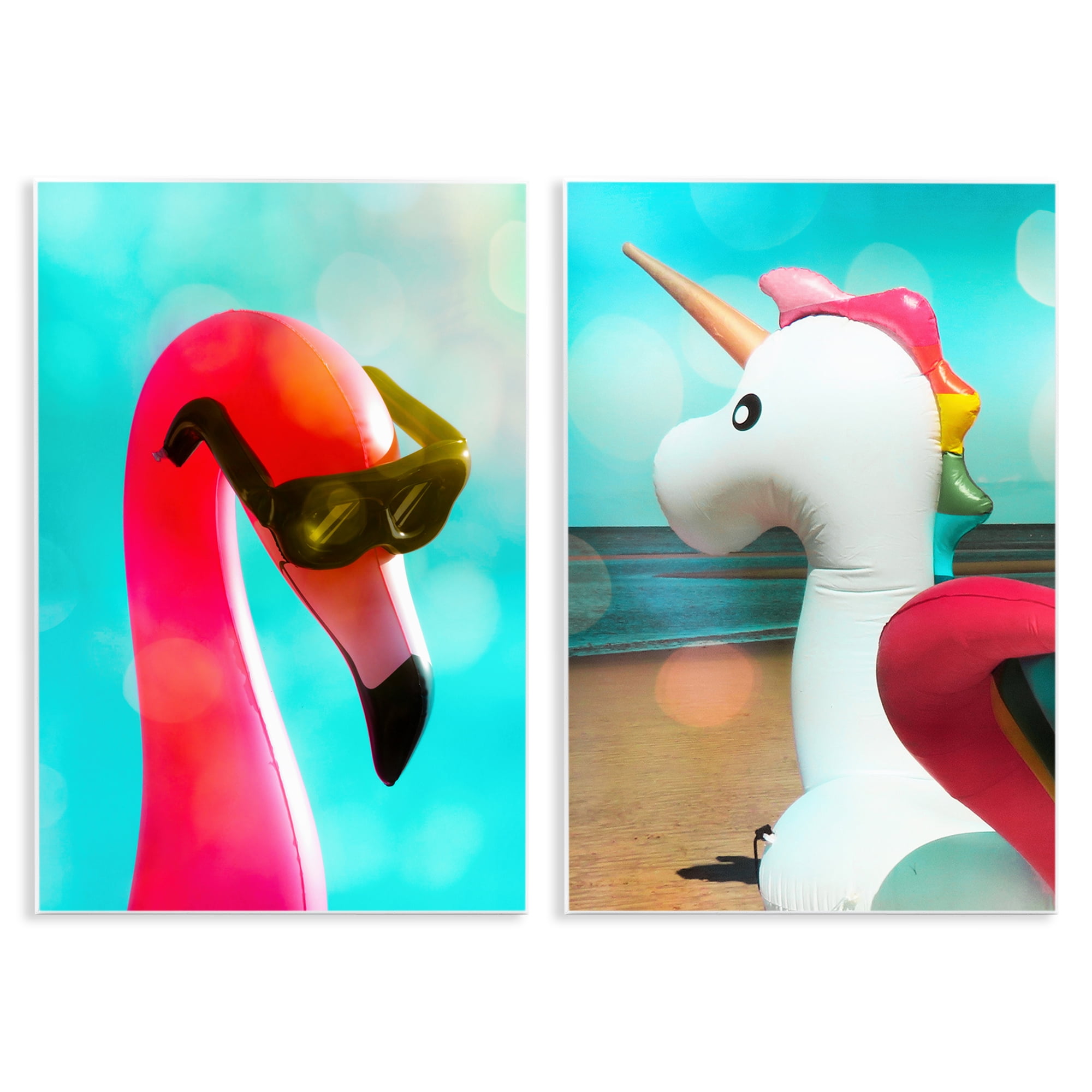 Stupell Industries Unicorn & Flamingo Basking Nautical & Beach Painting Unframed Art Print Wall Art, 10 x 15, Set of 2
