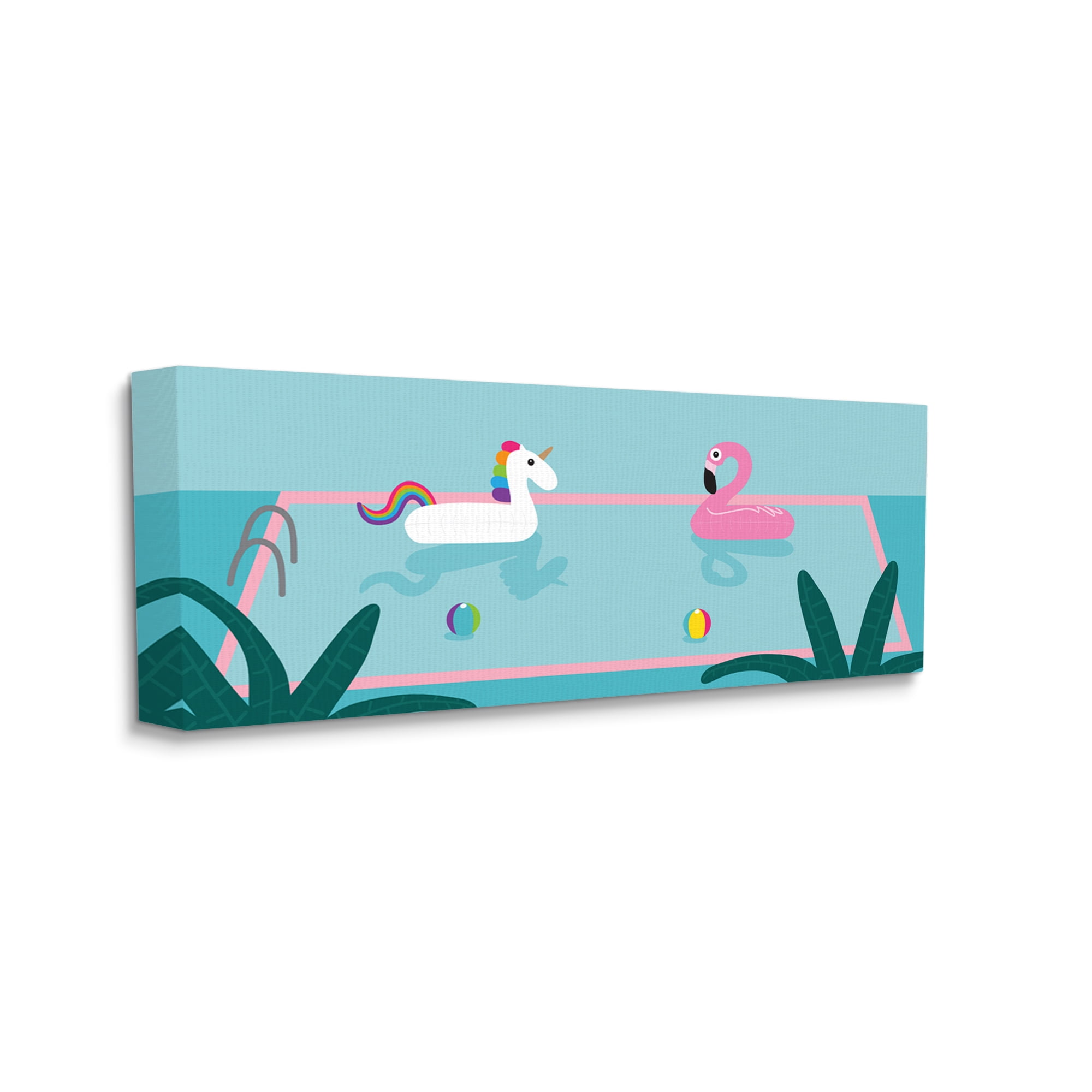 Stupell Industries Unicorn Flamingo Tropical Pool Water Floats, 10 x 24, Design by Make Much Studios