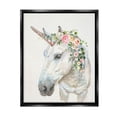 thumbnail image 1 of Stupell Industries Unicorn & Flower Garland Fairy Tales & Fantasy Painting Black Floater Framed Canvas Art Print Wall Art, 25 x 31, 1 of 10