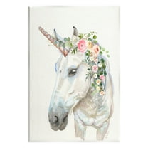 Stupell Industries Unicorn & Flower Garland Fairy Tales & Fantasy Painting Unframed Art Print Wall Art, 10 x 15