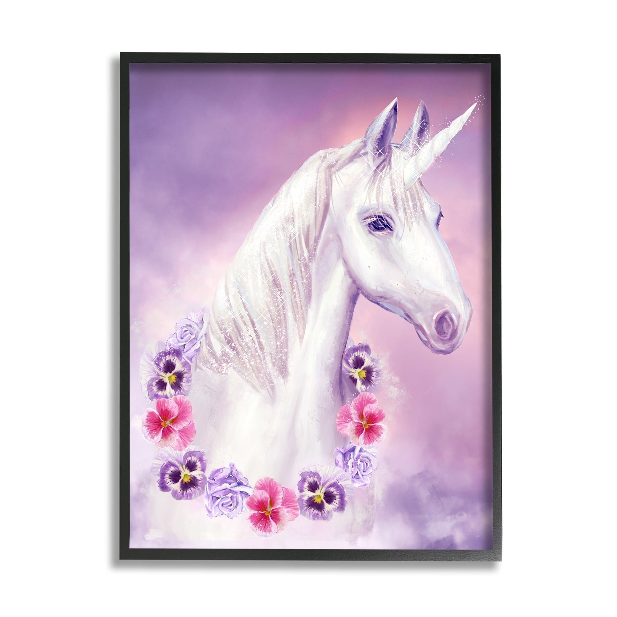 Stupell Industries Unicorn Flower Lei Necklace Purple Pink Fantasy , 16 x 20, Design by Ziwei Li