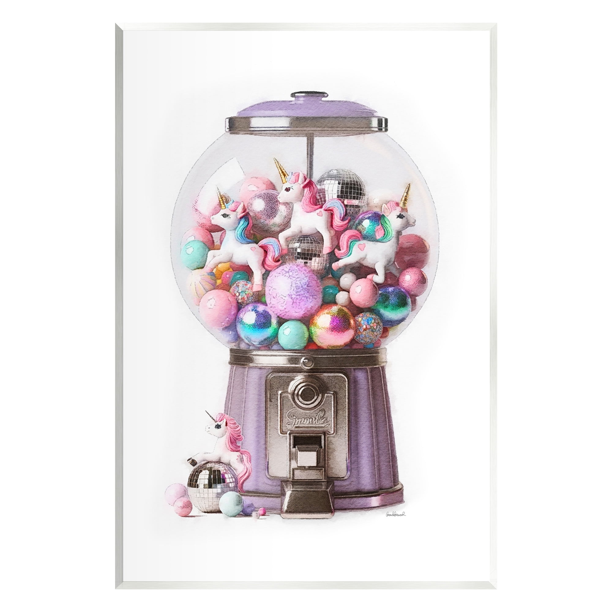 Stupell Industries Unicorn Gumball Machine Fairy Tales & Fantasy Painting Unframed Art Print Wall Art, 10 x 15