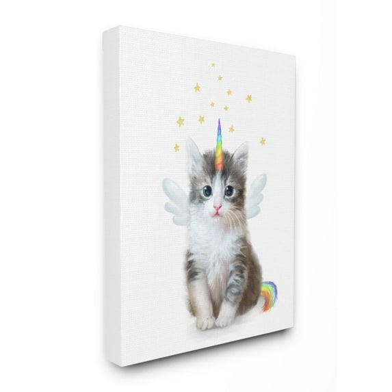 Stupell Industries Unicorn Kitten Fantasy Feline Rainbow Horn Design Canvas Wall Art Design by Ziwei Li, 30" x 40"