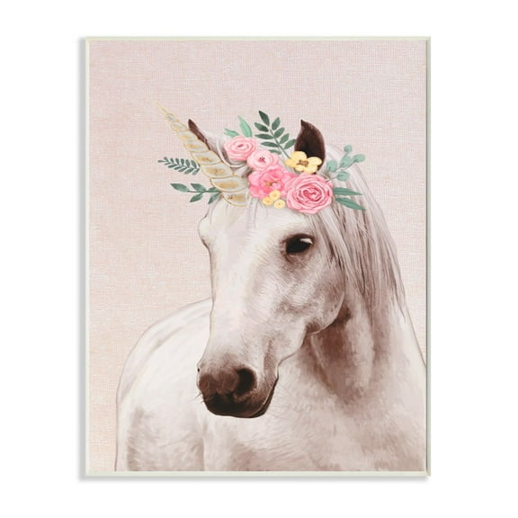 Stupell Industries Unicorn Portrait Pink Fantasy Animal Painting Graphic Art Unframed Art Print Wall Art, 13x19, by Ziwei Li