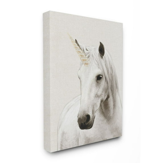 Stupell Industries Unicorn Portrait White Fantasy Animal Painting Canvas Wall Art by Ziwei Li