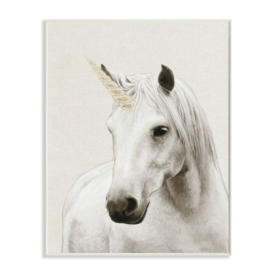 Stupell Industries Unicorn Portrait White Fantasy Animal Painting Wall Plaque by Ziwei Li