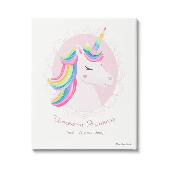 Stupell Industries Unicorn Princess Endearing Unicorn Portrait Fantasy Rainbow Graphic Art Gallery Wrapped Canvas Print Wall Art, Design by Diane Neukirch