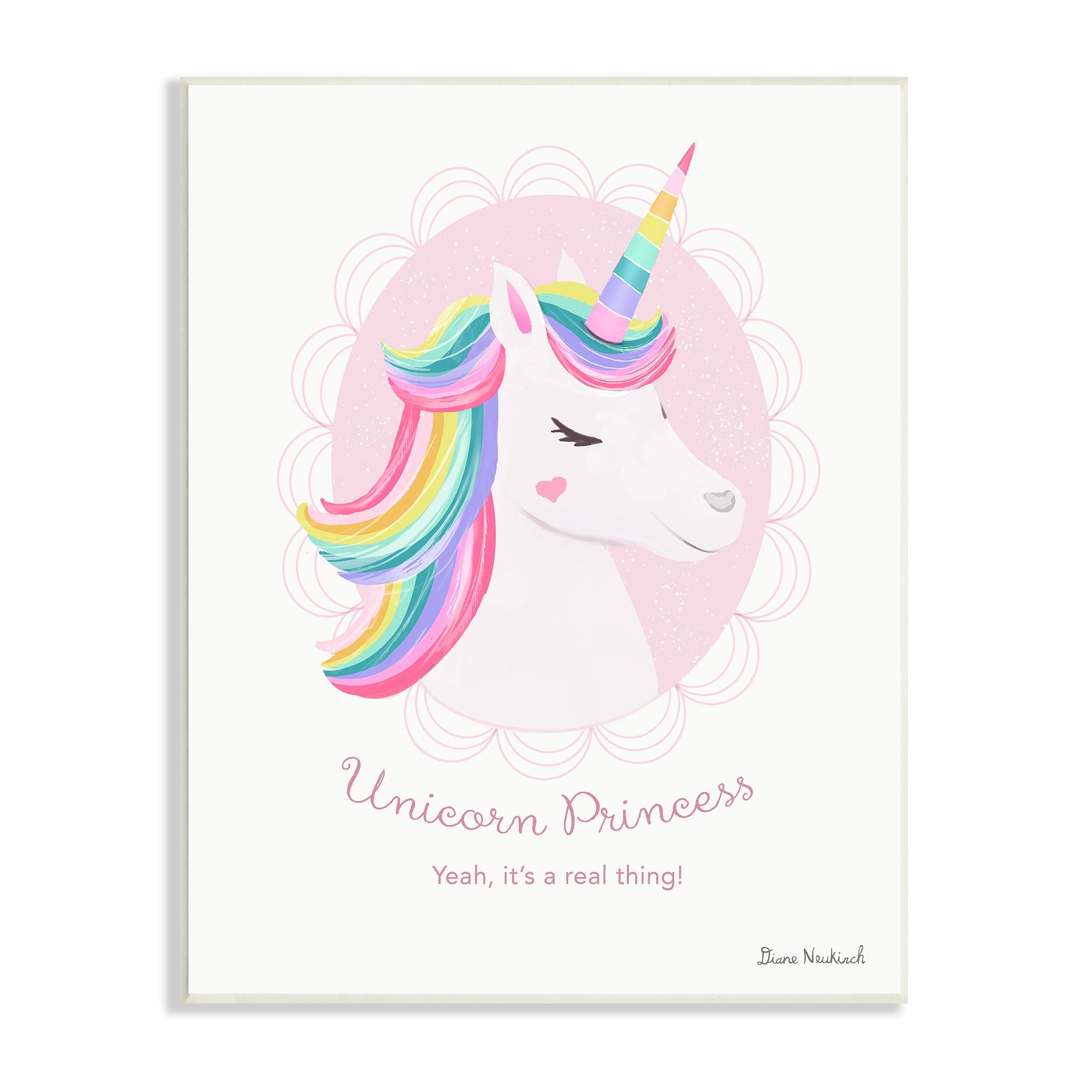 Stupell Industries Unicorn Princess Endearing Unicorn Portrait Fantasy Rainbow Graphic Art Unframed Art Print Wall Art, Design by Diane Neukirch