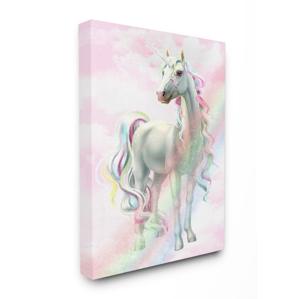 Stupell Industries Unicorn Rainbow Clouds Pink Children's Dream Fantasy Canvas Wall Art Design by Ziwei Li, 30" x 40"