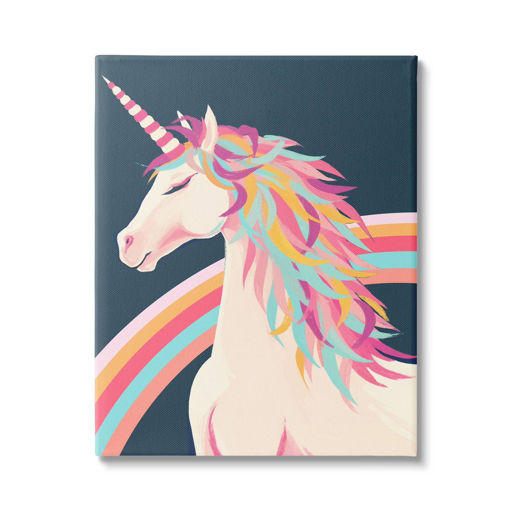 Stupell Industries Unicorn Rainbow Mane Fairy Tales & Fantasy Painting Gallery Wrapped Canvas Art Print Wall Art, 36 x 48
