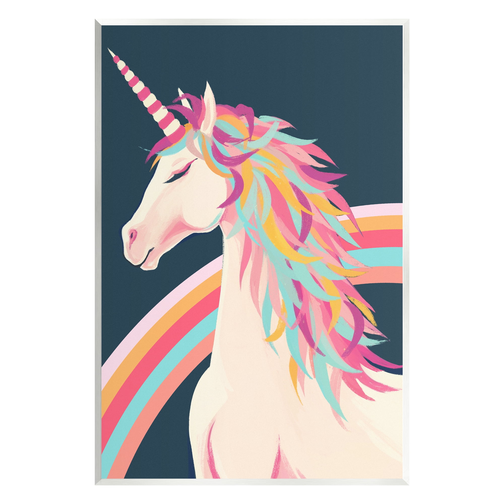 Stupell Industries Unicorn Rainbow Mane Fairy Tales & Fantasy Painting Unframed Art Print Wall Art, 10 x 15
