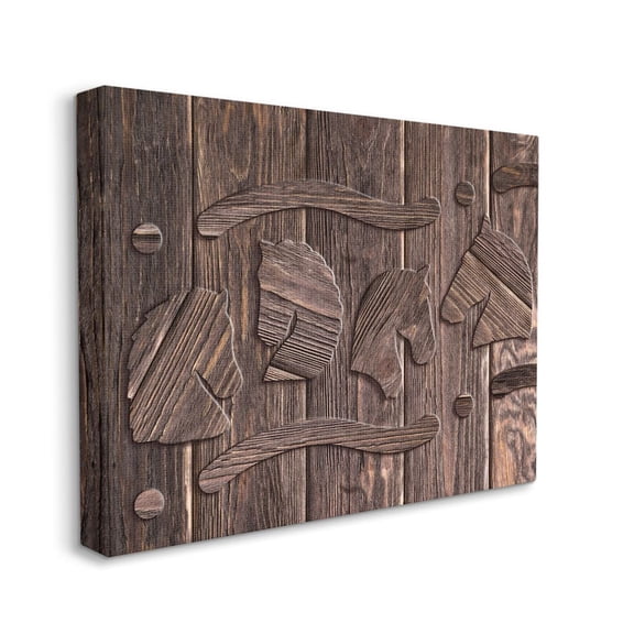 Stupell Industries Unicorn Rustic Etch Wood Grain Brown Digital Design Canvas Wall Art Design by Ziwei Li, 36" x 48"