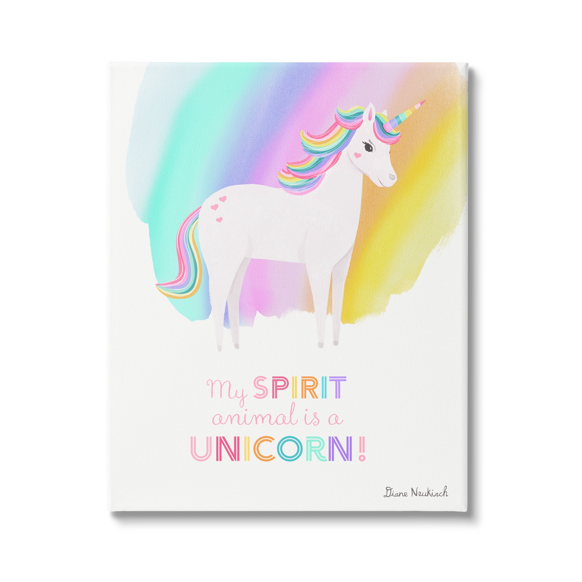 Stupell Industries Unicorn Spirit Animal Vivid Fantasy Rainbow Pony Graphic Art Gallery Wrapped Canvas Print Wall Art, Design by Diane Neukirch