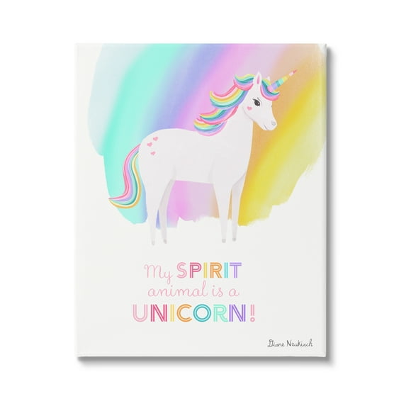 Stupell Industries Unicorn Spirit Animal Vivid Fantasy Rainbow Pony Graphic Art Gallery Wrapped Canvas Print Wall Art, Design by Diane Neukirch
