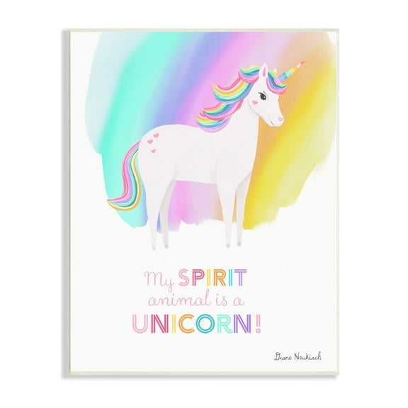 Stupell Industries Unicorn Spirit Animal Vivid Fantasy Rainbow Pony Graphic Art Unframed Art Print Wall Art, Design by Diane Neukirch