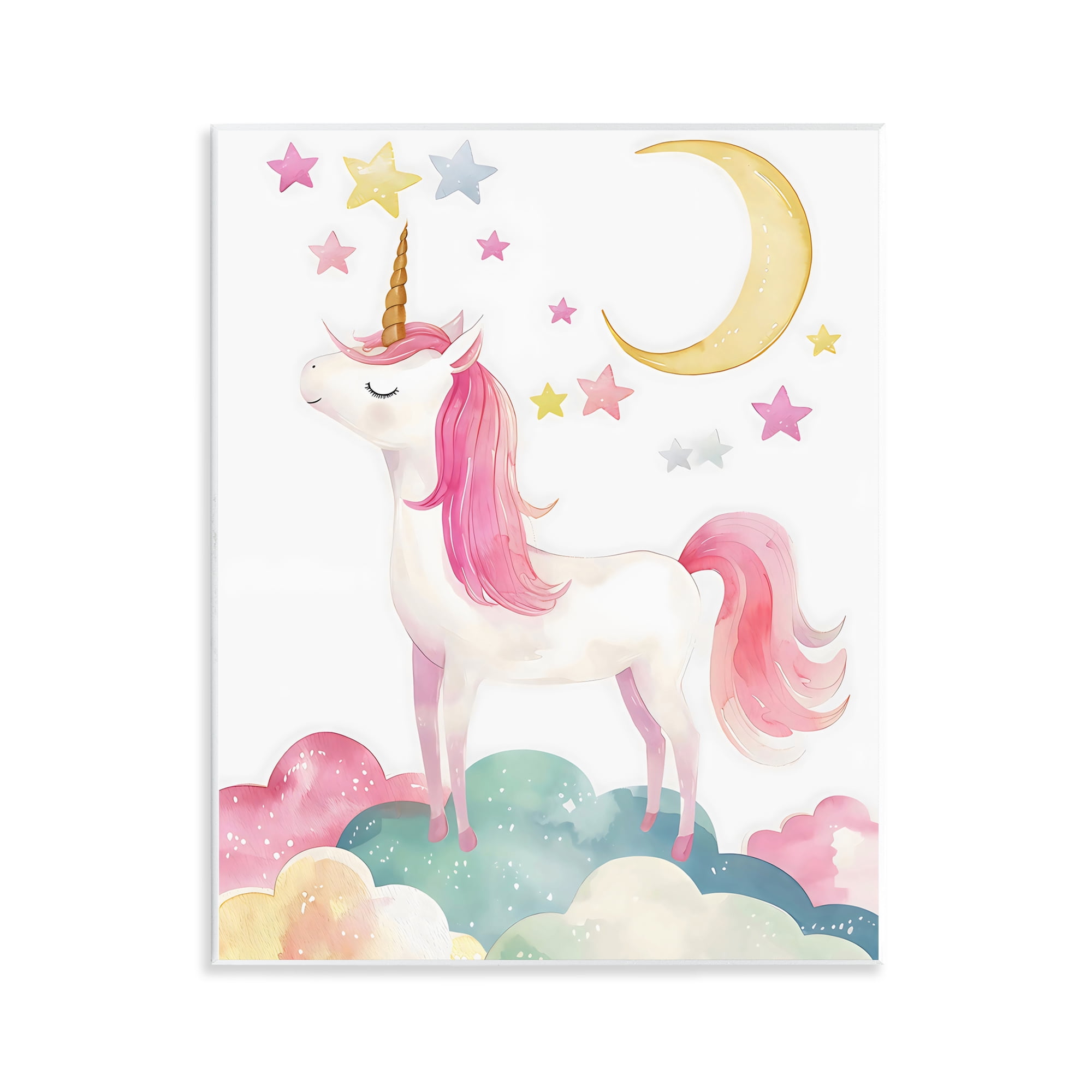 Stupell Industries Unicorn Standing On Clouds Wall Plaque Art, design by Creative Studio