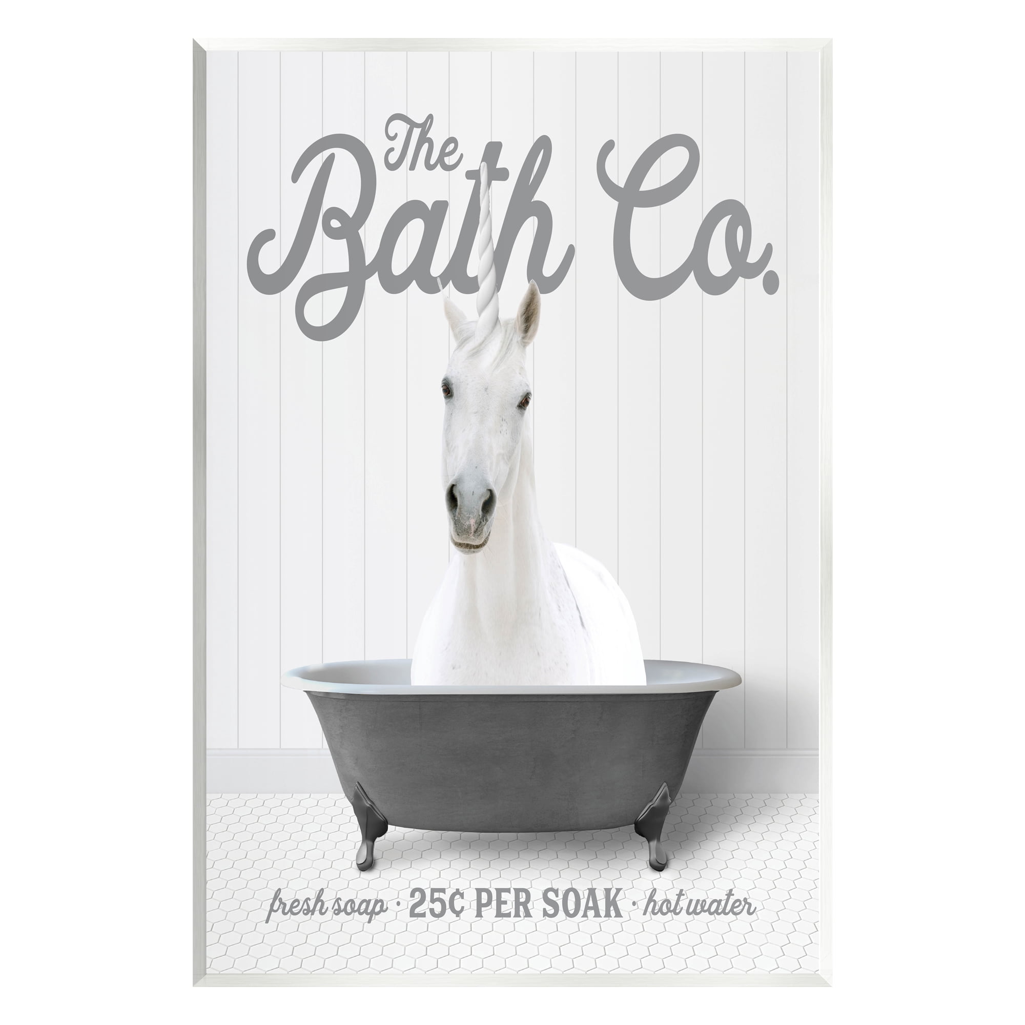 Stupell Industries Unicorn in Bathtub Animals & Insects Painting Unframed Art Print Wall Art, 13 x 19