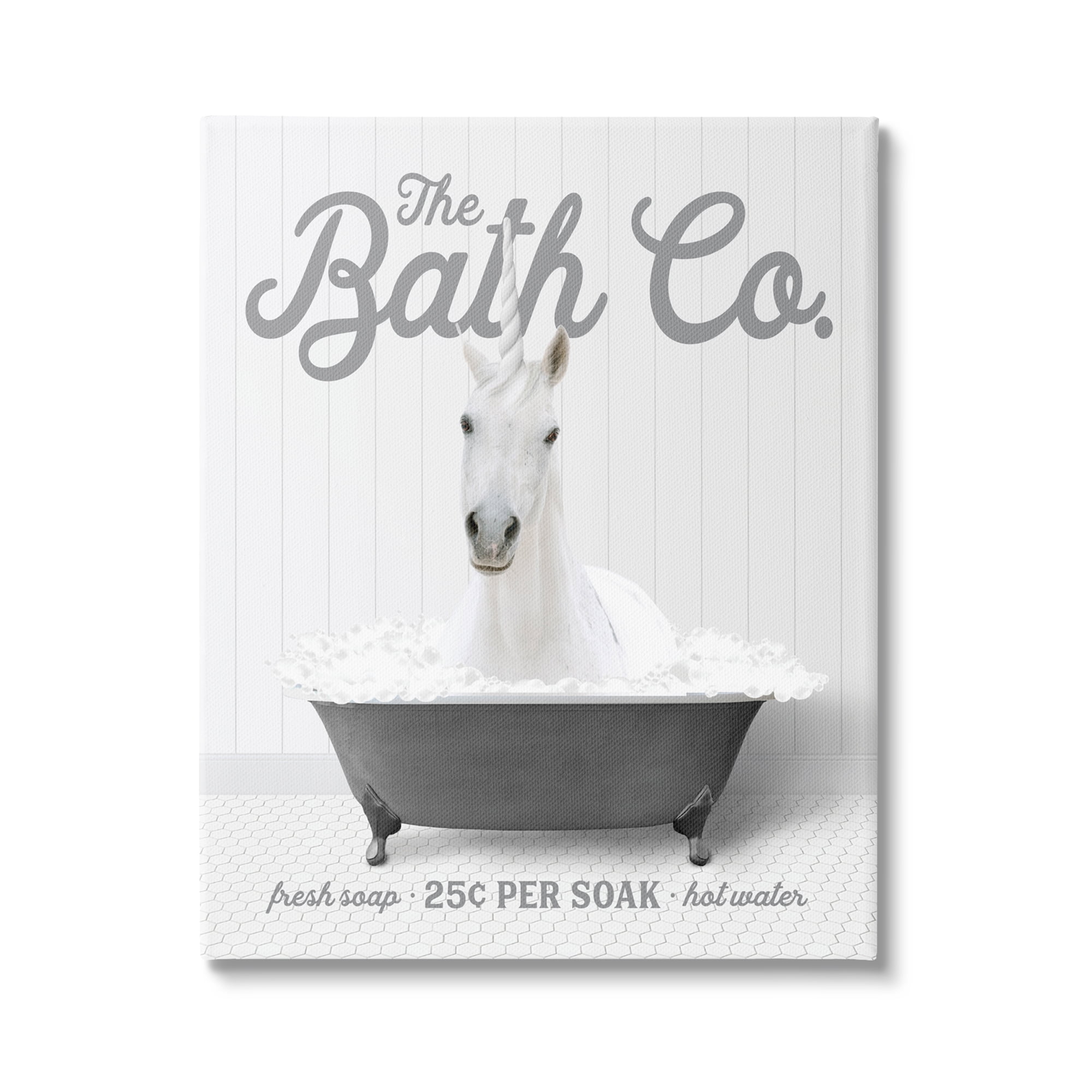 Stupell Industries Unicorn in Bubble Bath Animals & Insects Painting Gallery Wrapped Canvas Print Wall Art, 30 x 40