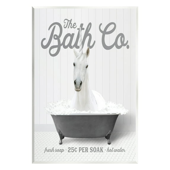 Stupell Industries Unicorn in Bubble Bath Animals & Insects Painting Unframed Art Print Wall Art, 10 x 15