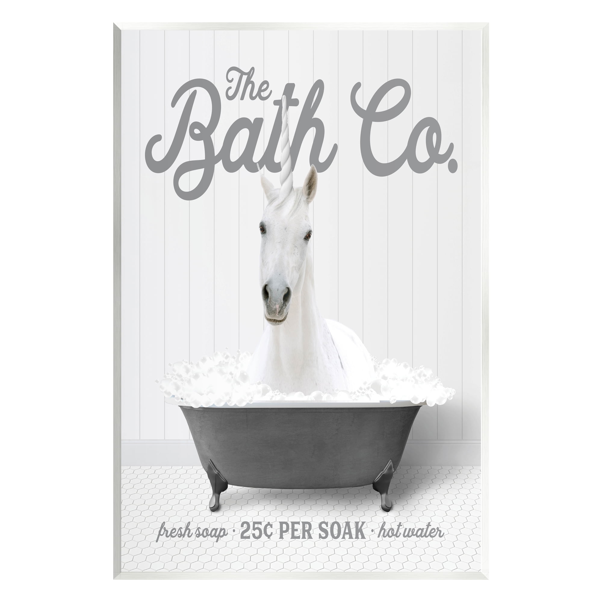 Stupell Industries Unicorn in Bubble Bath Animals & Insects Painting Unframed Art Print Wall Art, 13 x 19