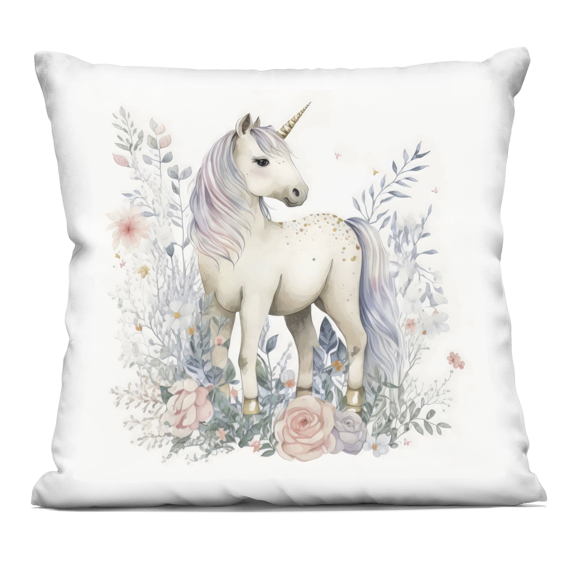 Stupell Industries Unicorn in Delicate Floral Forest Decorative Printed Throw Pillow, design by Creative Studio