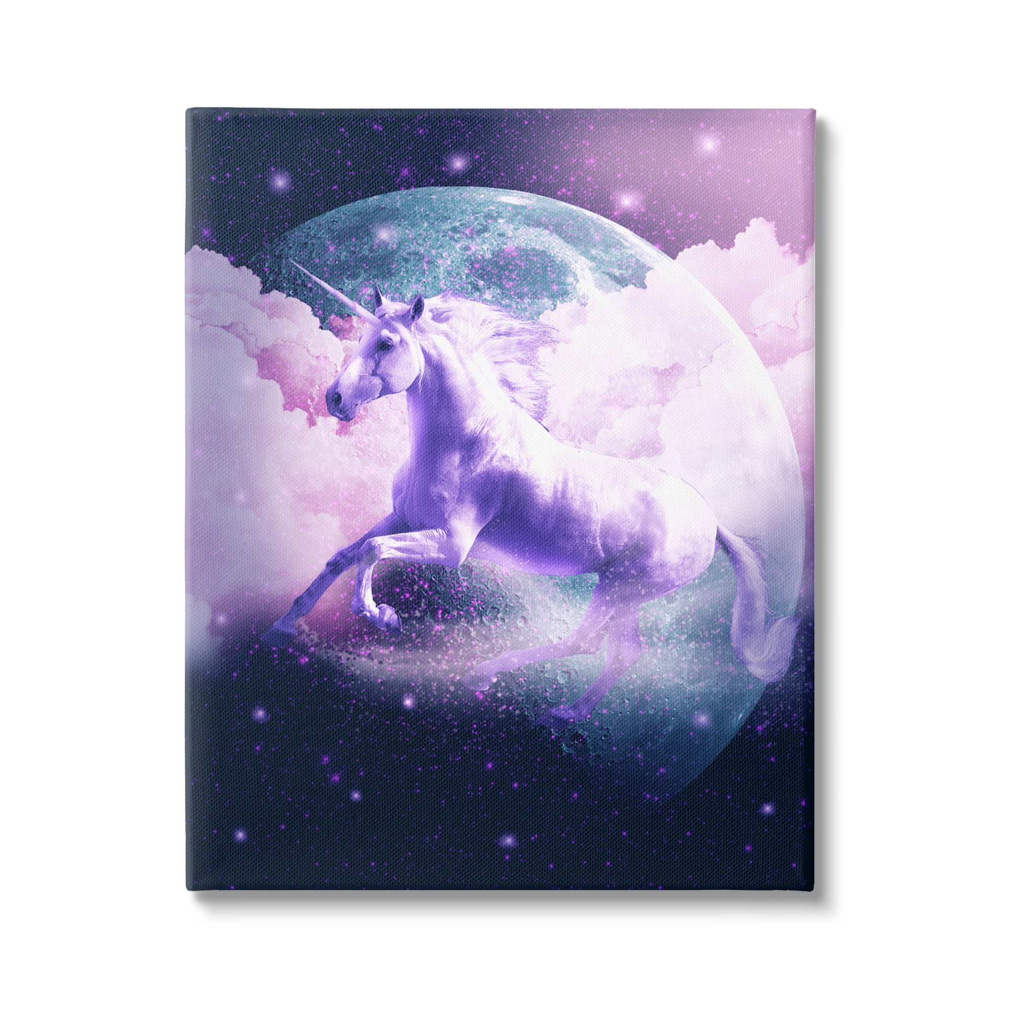 Stupell Industries Unicorn in Outer Space Fairy Tales & Fantasy Painting Gallery Wrapped Canvas Art Print Wall Art, 24 x 30