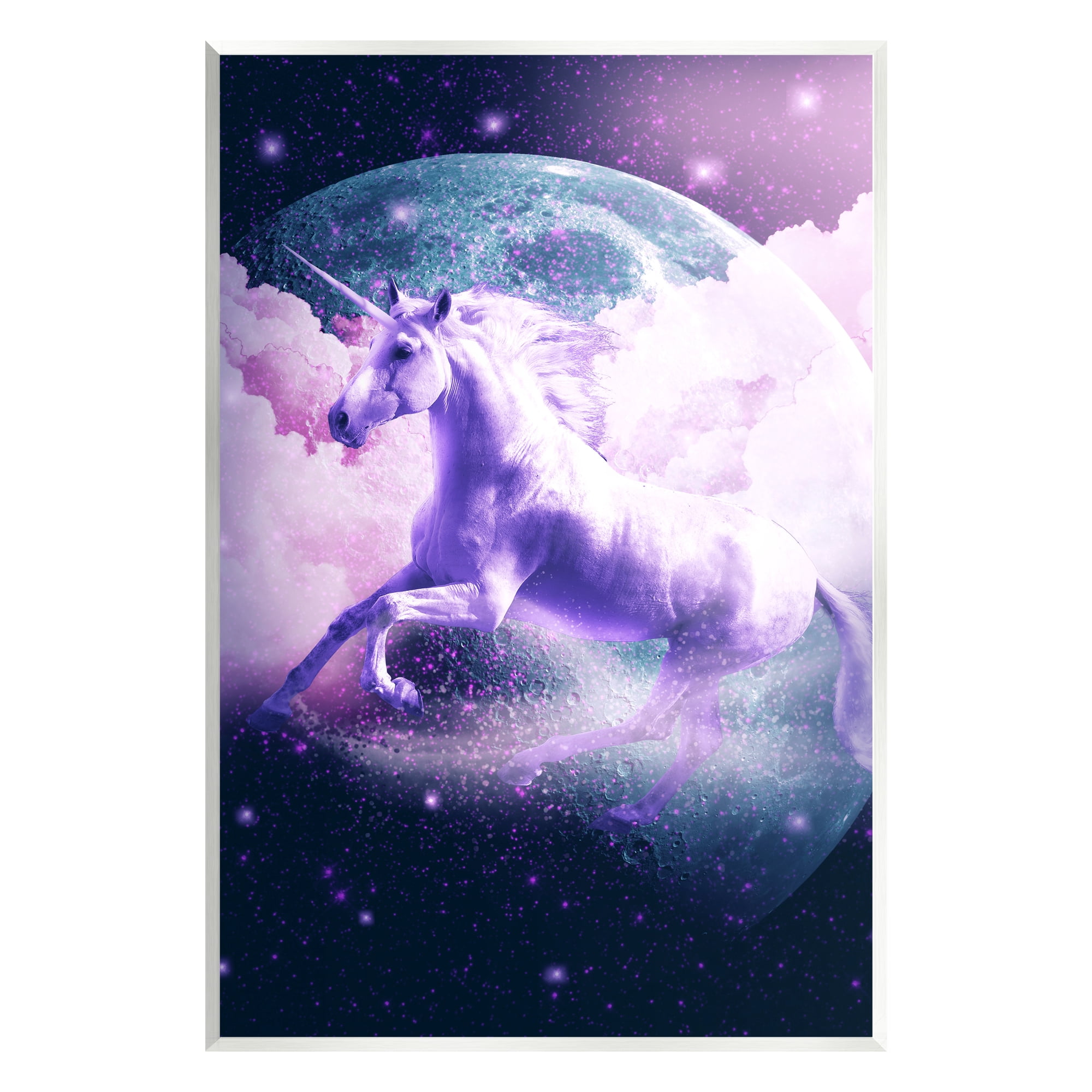 Stupell Industries Unicorn in Outer Space Fairy Tales & Fantasy Painting Unframed Art Print Wall Art, 13 x 19