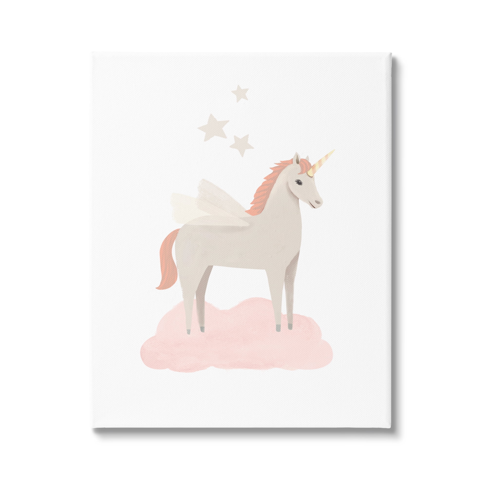Stupell Industries Unicorn on Pink Cloud Fairy Tales & Fantasy Painting Gallery Wrapped Canvas Print Wall Art, 36 x 48
