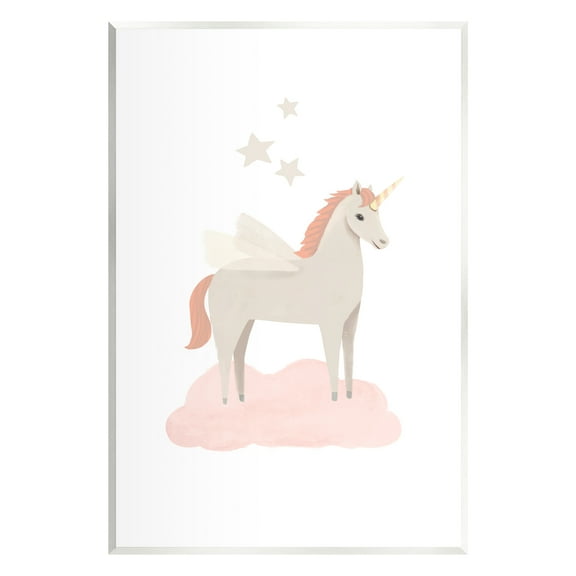 Stupell Industries Unicorn on Pink Cloud Fairy Tales & Fantasy Painting Unframed Art Print Wall Art, 10 x 15