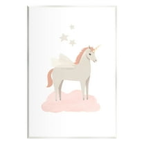 Stupell Industries Unicorn on Pink Cloud Fairy Tales & Fantasy Painting Unframed Art Print Wall Art, 10 x 15