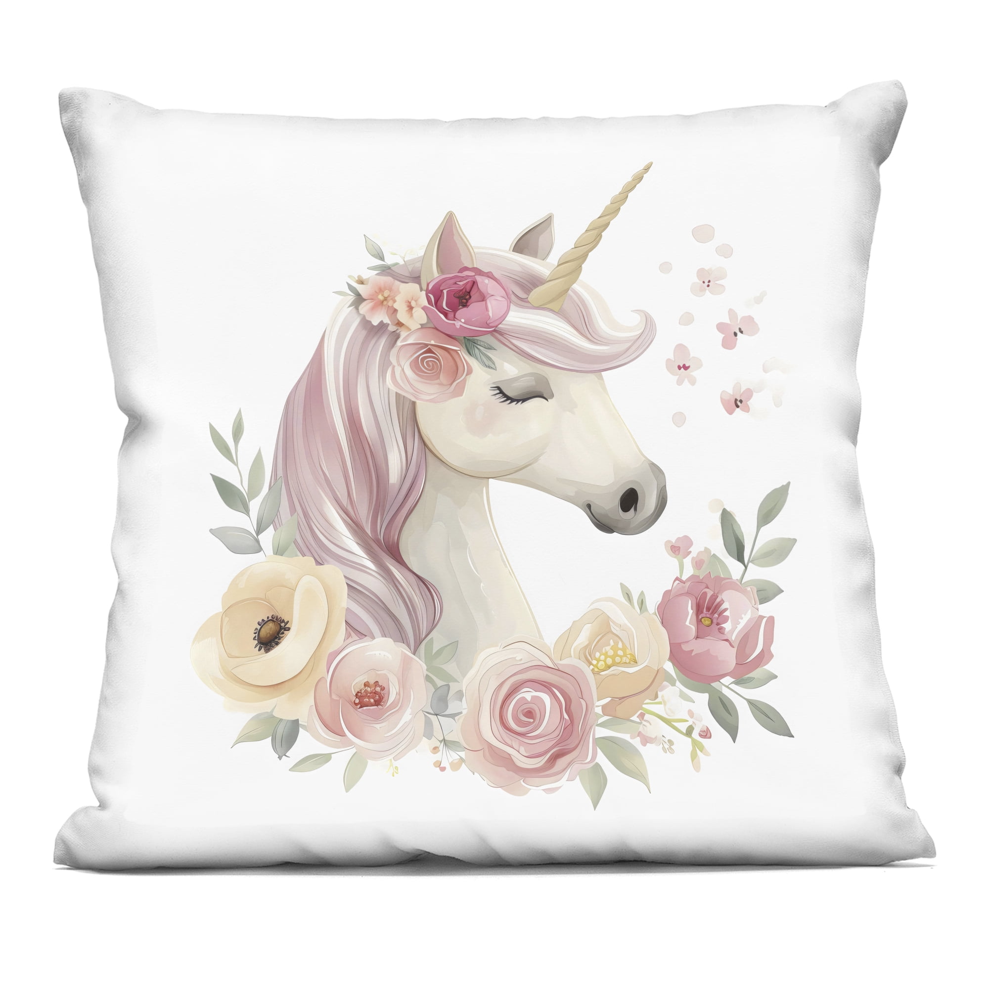 Stupell Industries Unicorn with Floral Wreath Decorative Printed Throw Pillow, design by Creative Studio