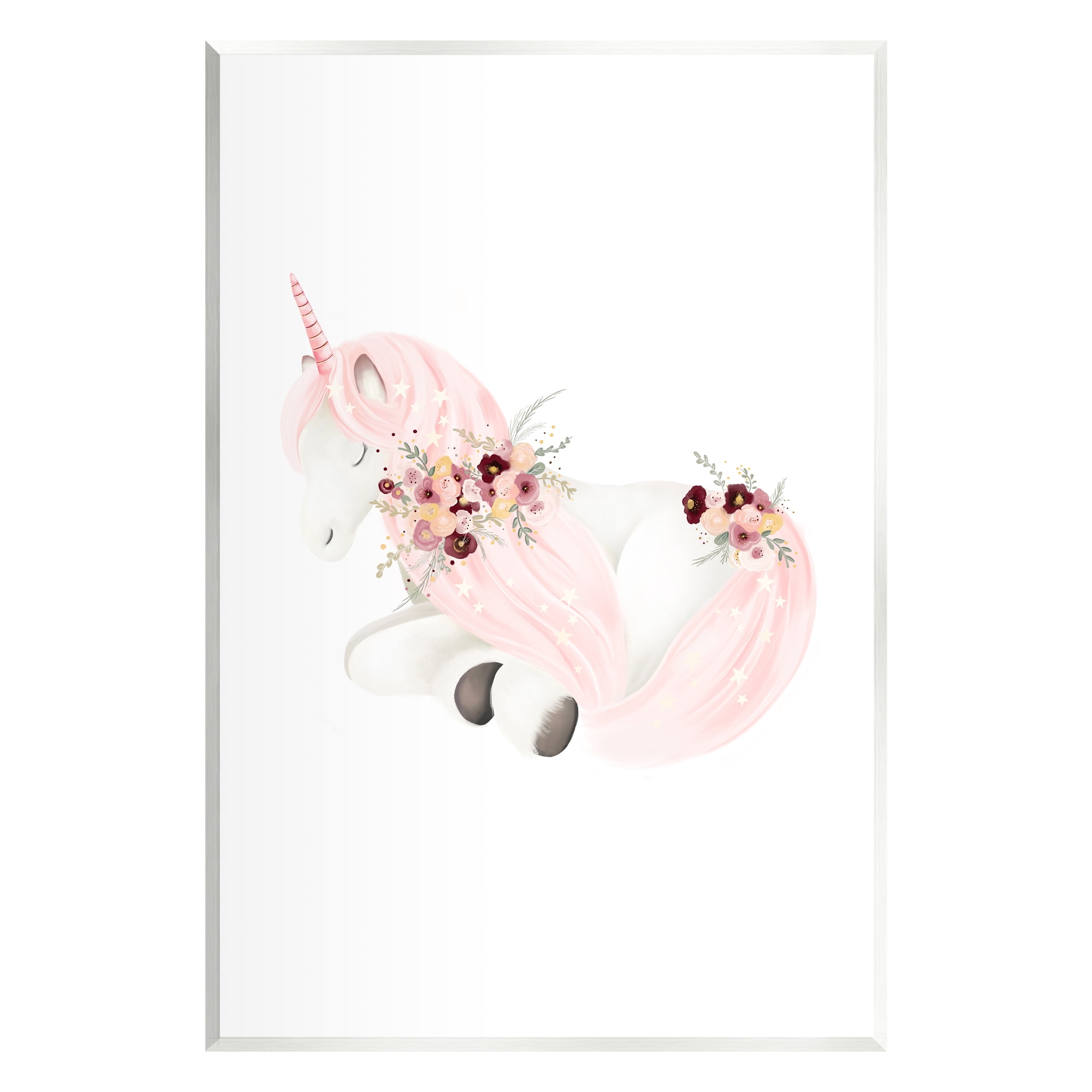 Stupell Industries Unicorn with Pink Flowers Fairy Tales & Fantasy Painting Unframed Art Print Wall Art, 10 x 15