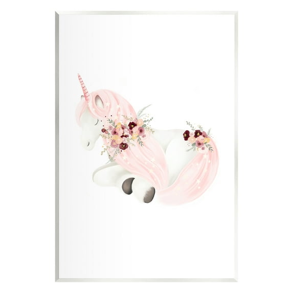 Stupell Industries Unicorn with Pink Flowers Fairy Tales & Fantasy Painting Unframed Art Print Wall Art, 10 x 15