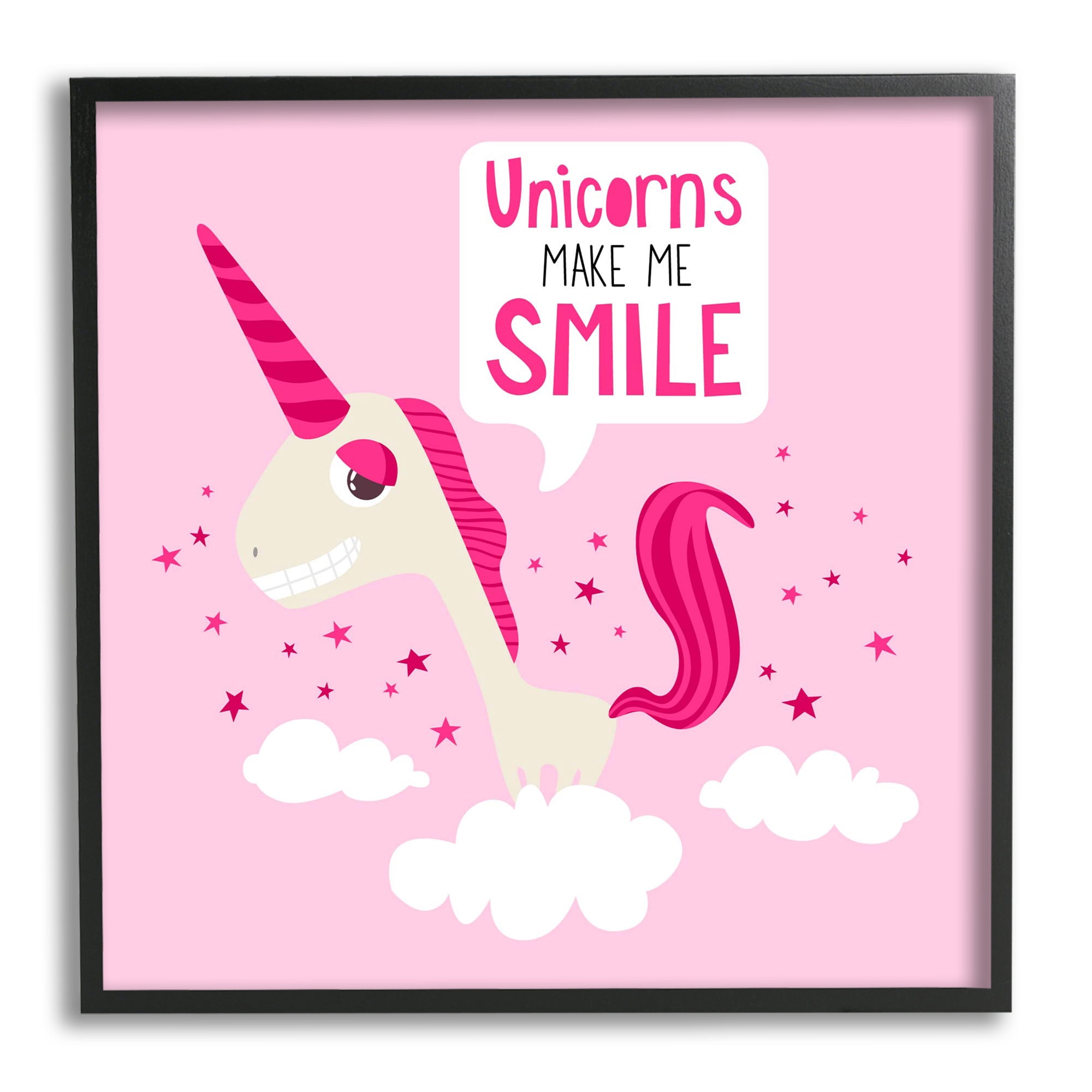 Stupell Industries Unicorns Make Me Smile Phrase Happy Pink Unicorn, 12 x 12, Designed by Make Much Studios