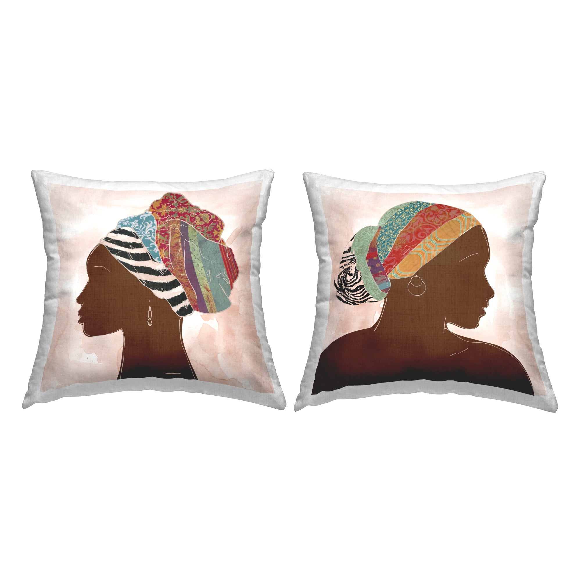 Stupell Industries Unique African Portraits Decorative Printed Throw Pillow Design by Carol Robinson.