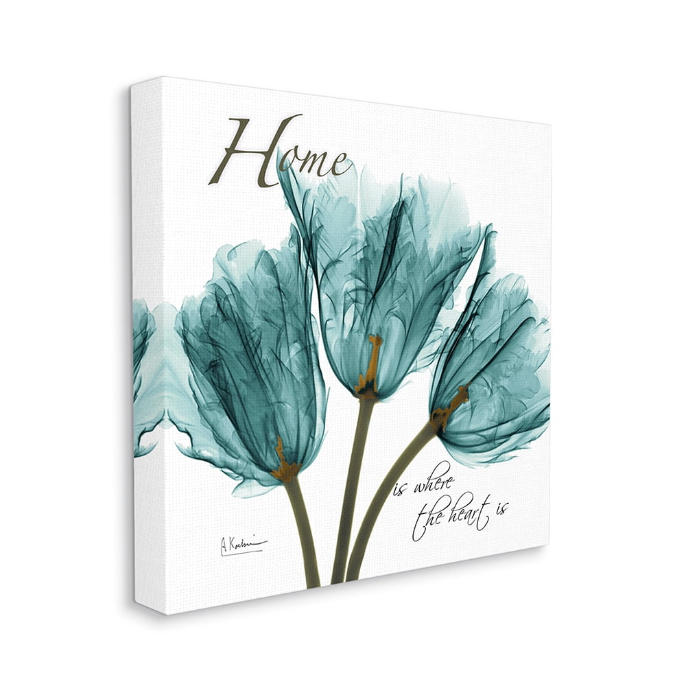 Stupell Industries Unique Blue Tulips Silhouette Home Is Where Quote Canvas Wall Art by Albert Koetsier