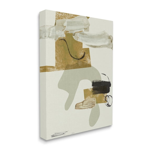 Stupell Industries Unique Curved Shape Abstraction Brown Tan Black Abstract Painting Gallery Wrapped Canvas Art Print Wall Art, 30 x 40