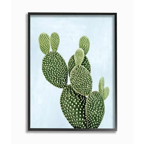 Stupell Industries Unique Desert Cactus Plant Prickly Pear Blue Green Framed Wall Art Design by Mia Jensen, 11" x 14", Black Framed