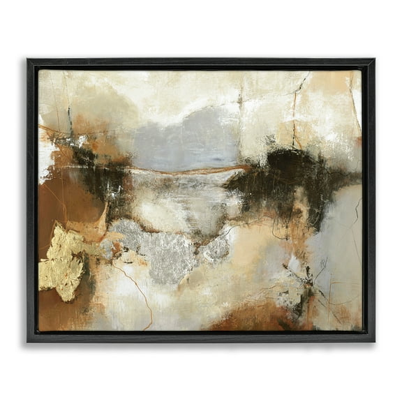 Stupell Industries Unique Earthy Abstraction Abstract Painting Black Floater Framed Canvas Art Print Wall Art, 21 x 17