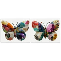 Stupell Industries Unique Patchworked Butterflies 2 Piece Canvas Wall Art Set design by Annabelle Hall, 16 x 20