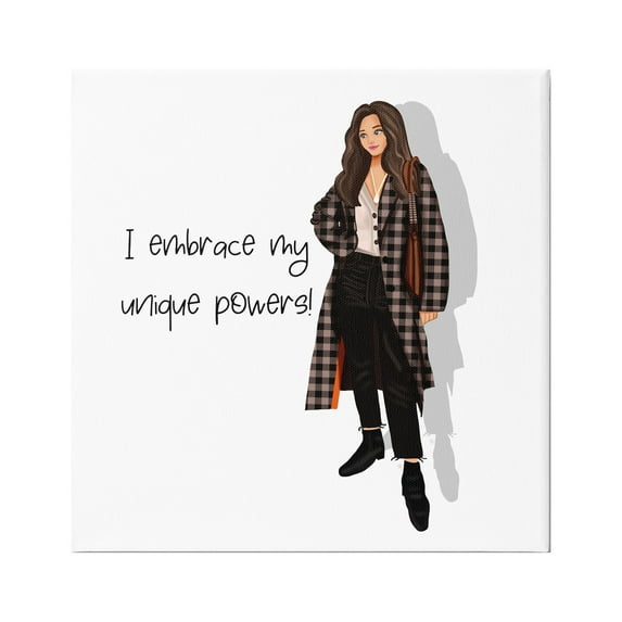 Stupell Industries Unique Powers Female Phrase Inspirational Painting Gallery Wrapped Canvas Art Print Wall Art, 17 x 17
