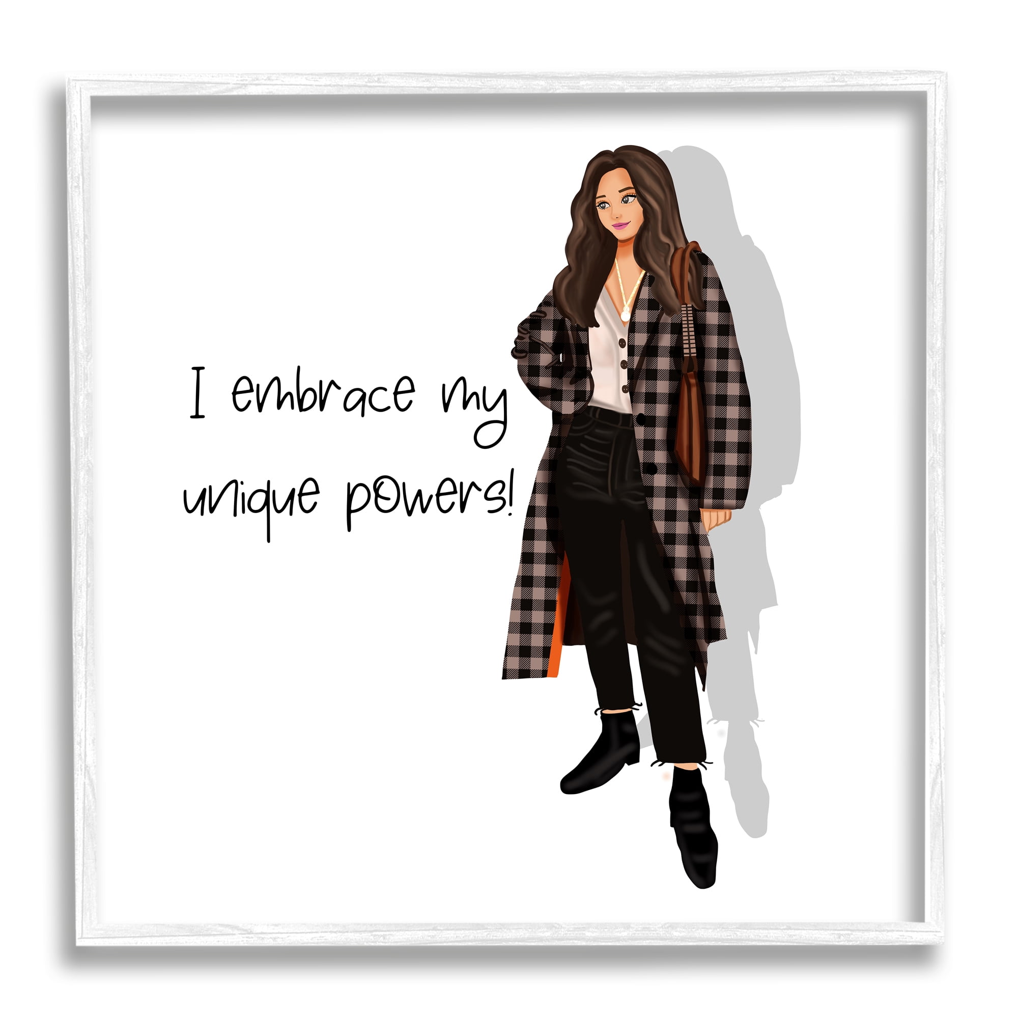 Stupell Industries Unique Powers Female Phrase Inspirational Painting White Framed Art Print Wall Art, 12 x 12