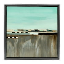 Stupell Industries Unique Urban Landscape Collage Abstract Painting Black Floater Framed Canvas Art Print Wall Art, 18 x 18