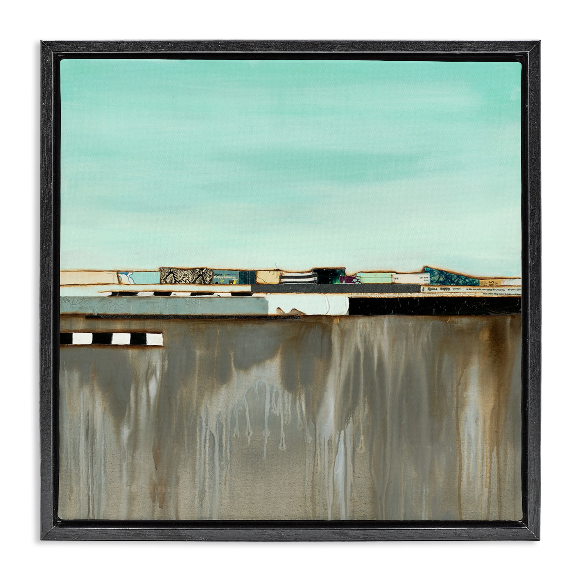 Stupell Industries Unique Urban Landscape Collage Abstract Painting Black Floater Framed Canvas Art Print Wall Art, 25 x 25