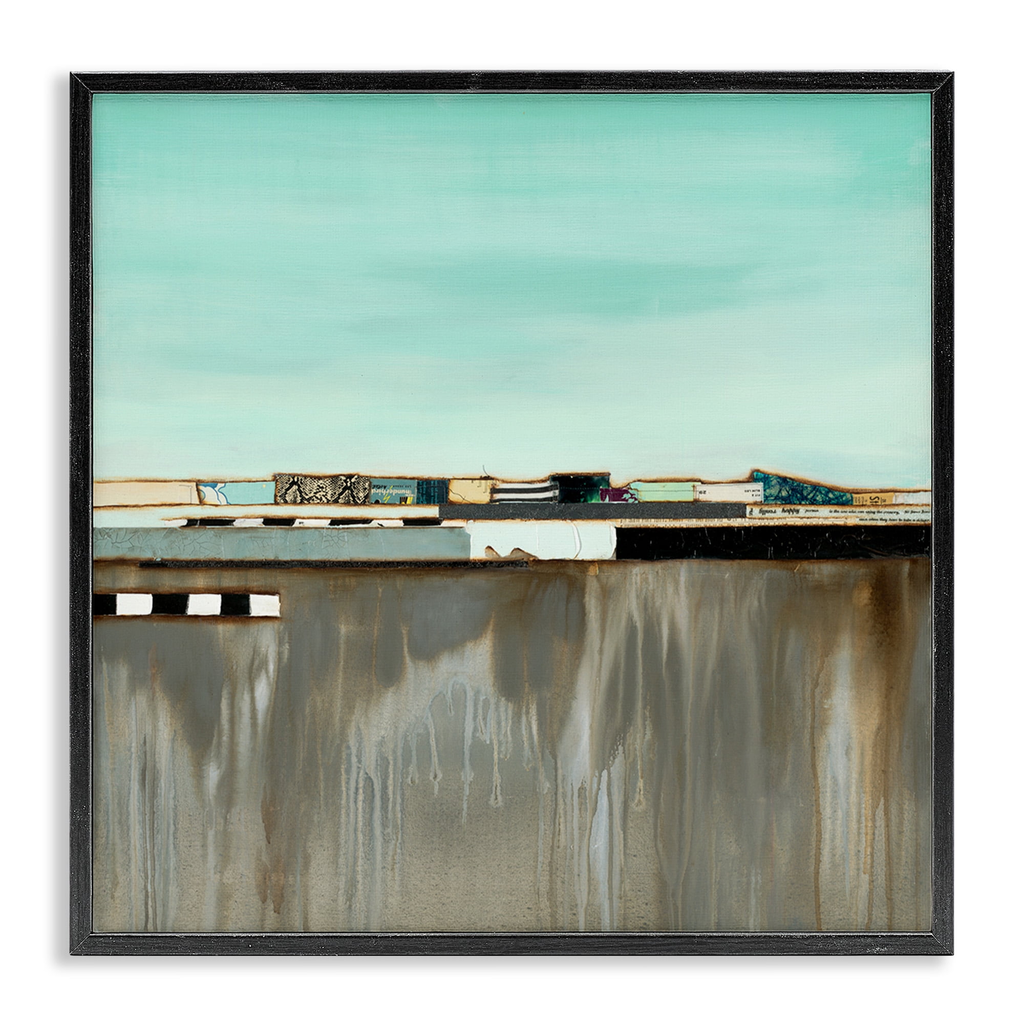 Stupell Industries Unique Urban Landscape Collage Abstract Painting Black Framed Art Print Wall Art, 24 x 24